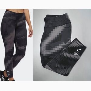Adidas Peloton Believe This geo print black gray plus size workout leggings xxxl